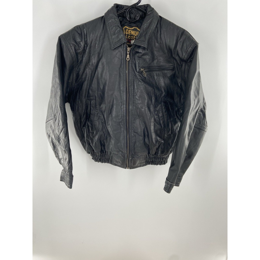 VTG 80's Manzoor‎ Genuine Cropped Leather Motorcycle Punk Rock Moto Jacket Small